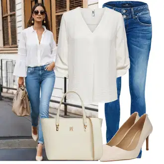 Boja Outfit sa Bijela/Bež/Kaki Udobna pumpa/Salonka & Visoki Pet/Poslovna Obuća/Vintage Pumpa/Salonka Na Visoku Petu/Pumpica S Visokim Prednjim Dijelom MICHAEL Michael Kors "Praktičan look"