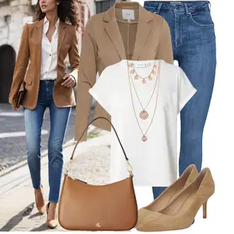 Outfity pro práci S křivkami s Krémová/Bílá Halenka Móda Pro Plnoštíhlou/Tričko & Top Móda Pro Plnoštíhlé Vila "Lehký outfit"