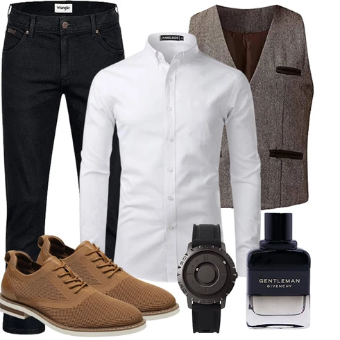 Boyfriend Grau/Weiß BusinessHemd/Business Hemd PARKLEES kombinierenLook: Elegant, Casual, Boyfriend, Stil, Büro, Business, Smart Casual, Edel, Unisex, Preppy, Ausgefallene, Nahtlos, Schlichte