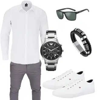 Outfit mit Creme/Weiß Blusenoberteil/Langarm-Shirt/T-Shirt mit 3/4-Ärmel/Hemdoberteil/Bügelfreies Hemd/Businesshemd/Business Hemd Olymp "Business Outfit"