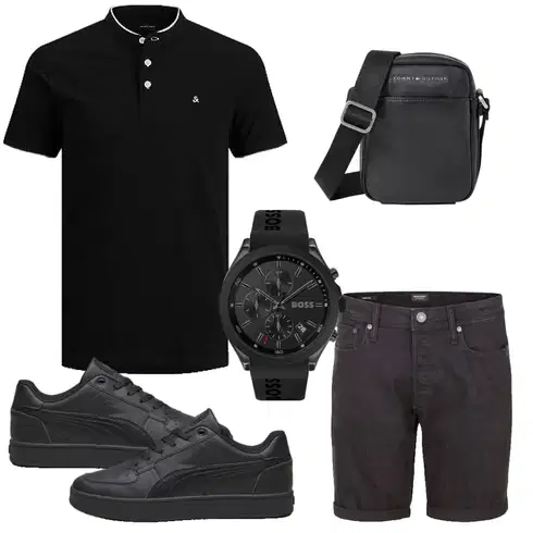 DunkelGrau/Grau/Schwarz/Dunkelbraun Hemd Jeans Short/Bermuda/Kurze Hose/Musselin Shorts Jack & Jones kombinieren