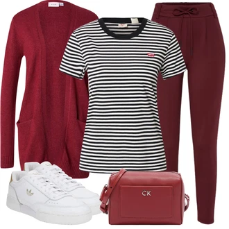 Zapínání na knoflíky Outfit s Tmavě červená/Červená/Růžová/Vínová Pletenina veľkej veľkosti/Halenka a Tunika Tunika Vila "Skvělý pro volný čas"