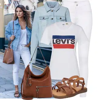 Moderní Outfit s Bílá/Hnědá/Černá Džín s Širokou Nohavicí/Dámské Džíny s Délkou 7/8/Zvonové Džíny/Zkrácené Džíny/Formální Košile/Džíny Culottes/Plisované Džíny Only "Módní outfit pro volný čas"Look: Styl, Cool, Francouzské, Italský, Námořní, Moderní, Mom, Krásný, Španělské, Western, Old Money, 70tá léta