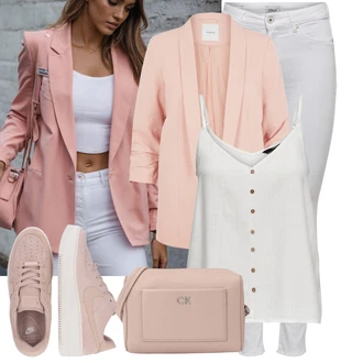 Zapínání na knoflíky Outfit s Šedá/Bílá/Krémová/Hnědá/Khaki Tričko & Top Košilový top/Krátký top/Halenka Bez Rukávů/Top Se Špagetovými Ramínky/Pánské boty Only "Lehký outfit"