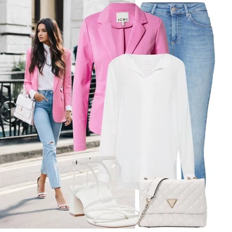 Outfit s Bílá/Krémová/Červená Bota Sandál s podpatkem/Letní Bota/Sandál Na Podpatku/Sandál Na Širokém Podpatku/Přezková Bota Pull&Bear "Praktický vzhled"