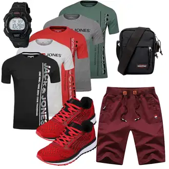 Sommer Outfit mit Dunkelrot/Bordeaux/Braun/Rot Kurze Hose/Chino Shorts/Bermuda/Musselin Shorts/Baggy Short/Cargo Short/Leinen-short Tansozer "Cool Outfit"