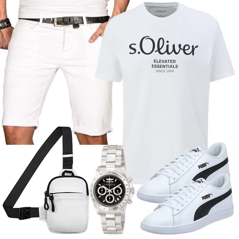 Creme/Weiß/Khaki Jeans Short/Bermuda/Chino Shorts/Leinen-short/Kurze Hose/Musselin Shorts Alessandro Salvarini kombinieren