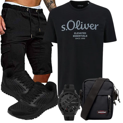 Schwarz/Khaki Hemd Cargo Short/Kurze Hose/Musselin Shorts/Baggy Short/Bermuda Cindeyar kombinieren