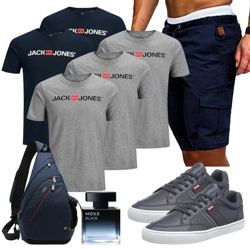 Leinen Dunkelblau/Blau Cargo Short/Kurze Hose/Musselin Shorts/Bermuda Generic kombinieren