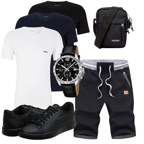 Dunkelblau/Dunkelgrau/Schwarz/Grau Hemd Kurze Hose/Capri/Baggy Short/Musselin Shorts/Cargo Short/Bermuda Tansozer kombinieren