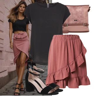 Vysoké Podpatky Outfit s Černá/Béžová Sandál Na Podpatku/Přezková bota/Podpatek na klínku/Platform Sandal/Sandály na hřídeli/Semiortopedická bota About You "Lehký outfit"