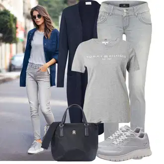 Zapínání na knoflíky Dlouhé Outfit s Tmavě modrá Pletenina veľkej veľkosti/Šaty Móda Pro Plnoštíhlou Vila "Lehký outfit"
