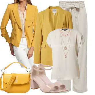 Outfit sa Bež/Smeđa/Kaki Lanene Hlače/Tradicionalna Hlača/Pidžama Hlača/Paperbag Hlača/Hlače od muslina/Hlača za Plažu JdY "Opušteni izgled"