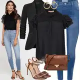 Crne i crvene bluze od šifona outfiti image