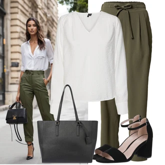 Vysoké Podpatky Outfit s Černá/Béžová Sandál Na Podpatku/Přezková bota/Podpatek na klínku/Platform Sandal/Sandály na hřídeli/Semiortopedická bota About You "Skvělý vzhled pro volný čas"