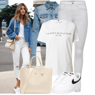 Cool Outfit s Světle modrá/Modrá Krátké Džínové Bundičky/Vintage Bund/Džínové Bund Only "Módní outfit pro volný čas"Look: Cool, Krásný, Vintage, Western, Pracovní oděvy, Retro