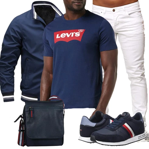 DunkelBlau/Blau Nylonjacke/Fliegerjacke/Sommerjacke/Trachtenstrickjacke/Frühlingsjacke/Sportjacke/Innenfutter Jacke/Bomberjacke/Jacke mit Seitlichem Reißverschluss/Uniformjacke/Collegejacke AIEOE kombinieren