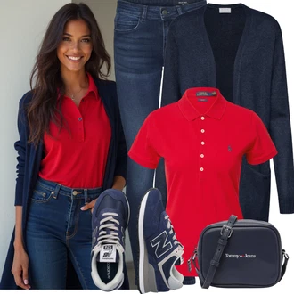 Outfit s Červená/Růžová/Tmavě červená Polo Tričko Polo Ralph Lauren "Podzimní outfity"