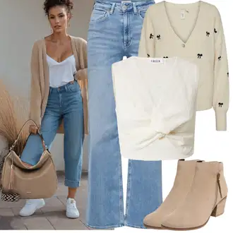 S páskem Dlouhé Outfit s Světle modrá Džín s Širokou Nohavicí/Dámské Džíny s Délkou 7/8/Zkrácené Džíny/Vintage džíny/Džíny Volného Střihu/Dad Džíny/Pánské tričko/Džíny s Rozparkem/Zvonové Džíny/Džíny Culottes Only "Perfekt na podzim"