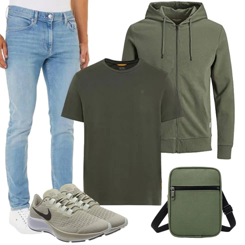 Dunkelgrün KapuzenPullover/Sport Sweatshirt/Unisex Hoodie/Ausgefallener Hoodie/Strick Hoodie/Sport Hoodie/Hoodie/Sweatjacke/Pullover mit Reißverschluss Jack & Jones kombinieren