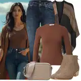 Hnědé gumové kotníkové boty outfity image