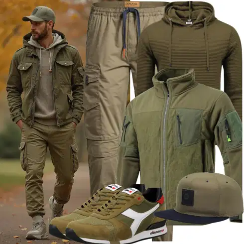 Grau/Hellgrau/Braun/Beige/Lila Vintage Hoodie/Sport Hoodie/Hoodie/Kapuzenpullover/Sport Sweatshirt/Unisex Hoodie/Ausgefallener Hoodie/Strick Hoodie/Oversize Hoodie About You kombinieren mit DunkelGrün/Khaki/Grün Cargohose/Carpenter Hose sean john, DunkelGrün/Grün Unkategorisiert/Bandana Zwillingsherz