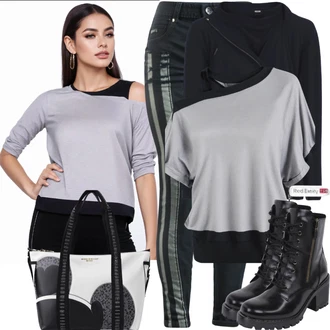 Outfit s Černá Kožená bunda/Termální Džíny/Motorkářské Džíny/High Waist Džínové Kalhoty/Kožené Boty/Push up Džín Vero Moda Tall "Jedinečný Vzhled"