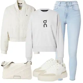 outfit mit Bela/Bež/Khaki/Krem Teddy Superga/Plato-Sneaker/Superge Nizka/Debele Superge Buffalo "Jesenska oblačila"