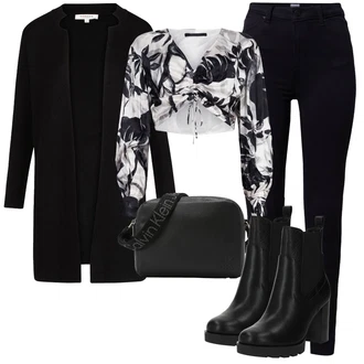 outfit mit Črna Chelsea Škornj/Usnjena Jakna/Klasični gležnjar/Usnjeni gležnjar/Podloženi Gležnar/Poletni gležnjar/Western gležnjar Guess "Jesenski outfit"