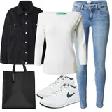 Z zakovicami Denim Jakne outfiti za dame image