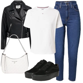 Dolga outfit mit Črna Superga Skate Obutev/Superge Nizka/Plato-Sneaker Vans "Jesenski outfit"