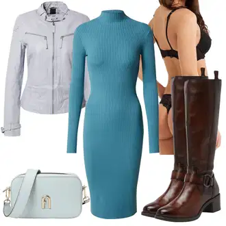 outfit mit Črna/Rdeča/Bež/Zelena/Modra/Škrlatna/Roza Spodnje perilo z nedrčkom/Hlačke brez mednožja/Čipkast komplet spodnjega perila/Spodnjica za oblikovanje postave/Usnjene jakne za moške/Komplet spodnjega perila/Komplet Modrček-Hlačke s Spodnjicami lingadore "Jesenska oblačila"