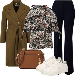 Polovičen rokav outfit mit Bluza s Kratkimi Rokavi Mavi "Jesenski outfit"