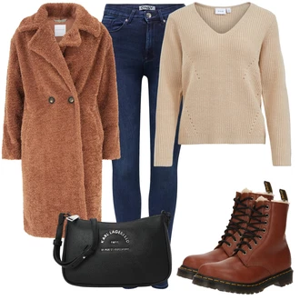 outfit mit Oranžna/Rjava Klasični škorenj/Gležnar na Vezalke/Bojni Škorenj/Vintage škorenj/Vintage Gležnjar Dr. Martens "Jesenski outfit"