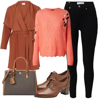 Style Outfits Western mit Rjava/Bež Poslovna Obutev/Women's Leather shoes/Oxford čevelj/Vintage čevelj na vezalke Tamaris "Jesenski outfit"Look: Poslovna, Francoski, Lepo, Pisarna, Španska, Western