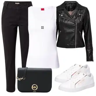 outfit mit Bela/Rdeča Superga Usnjene superge/Superge Nizka/Ozka Superga/Superge Z Bočno Zadrgo/Poletne superge Tommy Hilfiger "Jesenski outfit"