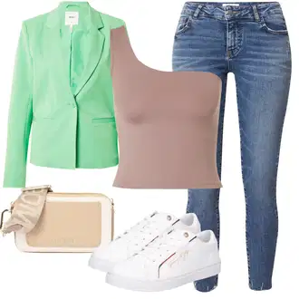 outfit mit Bela/Rdeča Superga Usnjene superge/Superge Nizka/Ozka Superga/Superge Z Bočno Zadrgo/Poletne superge Tommy Hilfiger "Jesenski outfit"