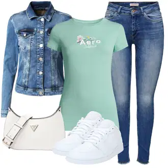 outfit mit Modra/Svetlo modra Plašč/Jakna/Bluza velika velikost Gang "Jesenski outfit"