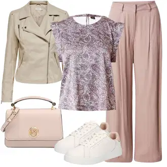 Z biseri outfit mit Roza/Rjava/Bež Torba za čez ramo/Vrečka za prenašanje/Billfold/Mini torbica/Satchel torba MICHAEL Michael Kors "Jesenski outfit"