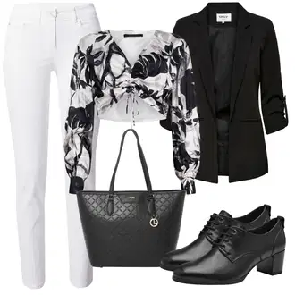outfit mit Črna Women's Leather shoes/Oxford čevelj/Vintage čevelj na vezalke/Poslovna Obutev/Veganski čevelj Tamaris "Jesenski outfit"