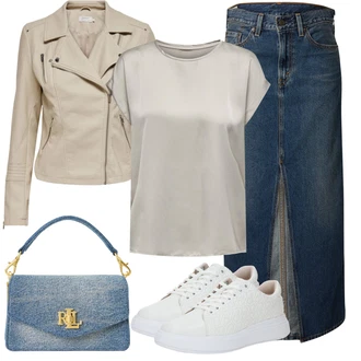 Kratka outfit mit Bež/Khaki/Rjava Plašč/Jakna Only "Jesenski outfit"