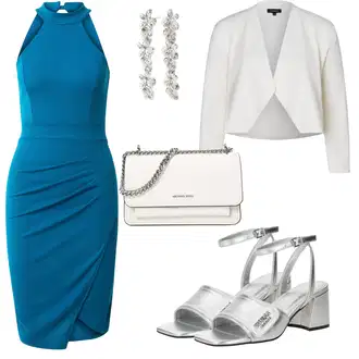 Jesenske Outfiti Gost na poroki mit Srebrna/Siva Sandala s peto/Sandal z blok peto/Sandala/Sandala s platformo/Veganski čevelj/Vintage sandal Guess "Jesenska oblačila"