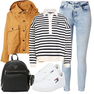 outfit mit Vintage kardigan/Kratka jopica/Bombažna jopica/Kardigan s stoječim ovratnikom/Podložen pleteni jopič Tommy Hilfiger "Jesenski outfit"