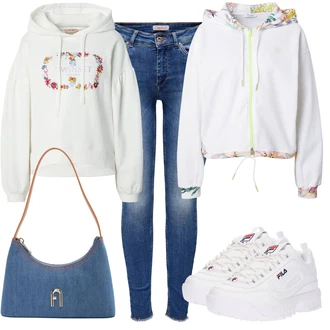 outfit mit Bela/Krem/Rdeča Superga Superge Nizka/Debele Superge/Plato-Sneaker/Skate Obutev Fila "Jesenski outfit"