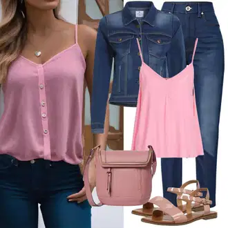 Outfity pro léto Pracovní oděvy s Modrá/Tmavě modrá/Světle modrá Vintage Bund/Džínové Bund/Krátké Džínové Bundičky nasty gal petite "Krásný letní vzhled"Look: 90tá léta, Nadrozměrné, Vintage, Pracovní oděvy, Retro