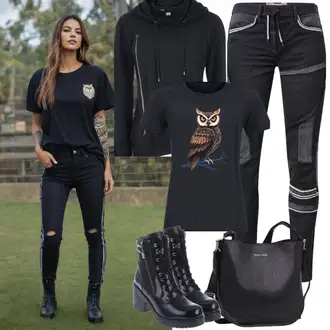 Black Outfits Off-Shoulder mit Črna Kratki top/Klasična Dolžina/Kratka majica/Oversized majica s kratkimi rokavi Hugo "Kul za prosti čas"