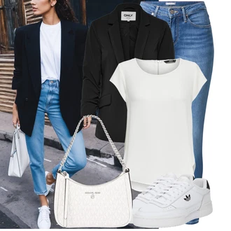 Outfit s Bílá/Krémová/Šedá Halenka a Tunika Tunika/Tričko & Top Móda Pro Plnoštíhlé/Halenka Móda Pro Plnoštíhlou Only "Lehký outfit"