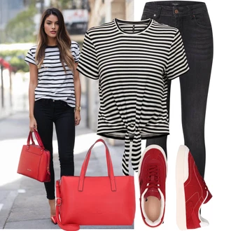 Boja Outfit sa Crvena/TamnoCrvena Vintage Tenisica/Tanka Tenisica/Niska Tenisica/Kožna Tenisica/Teddy Tenisica/Skate cipela Tommy Hilfiger "Lagana odjeća"
