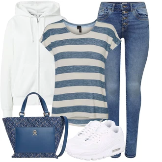 žakár Outfit s Modrá/Tmavě modrá Taška Přes Rameno/Velká taška/Obchodní Taška/Taška/Kancelářská Taška/Brašna/Shopper taška/Taška Na Rameno Tommy Hilfiger "Skvělý vzhled pro volný čas"