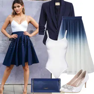 Kombinacije za zabavu Boho sa Plava/Tamnoplava Pletena Torba/Torbica art of polo "Ljetni izgled za zabavu"Look: 20-ih godina, Atraktivan, Boho, Elegantan, Etno, čudný, Layered, Premium, Traditional
